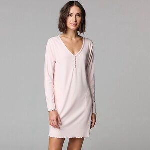 NWT Simply Vera Vera Wang Pointelle      Long-Sleeve Sleep shirt, small, v-neck